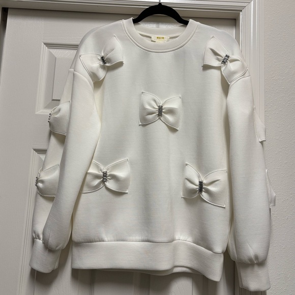 Maeve By Anthropologie English Factory Bow Sweatshirt NWOT - Picture 5 of 9